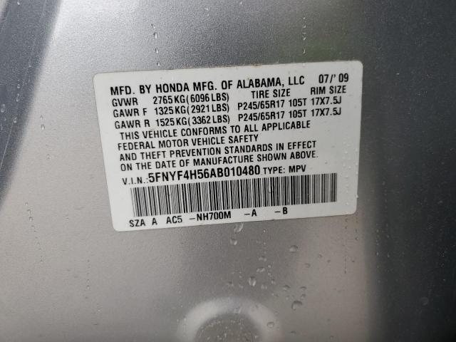 Photo 10 from auction – 2010 HONDA PILOT with VIN 5FNYF4H56AB010480