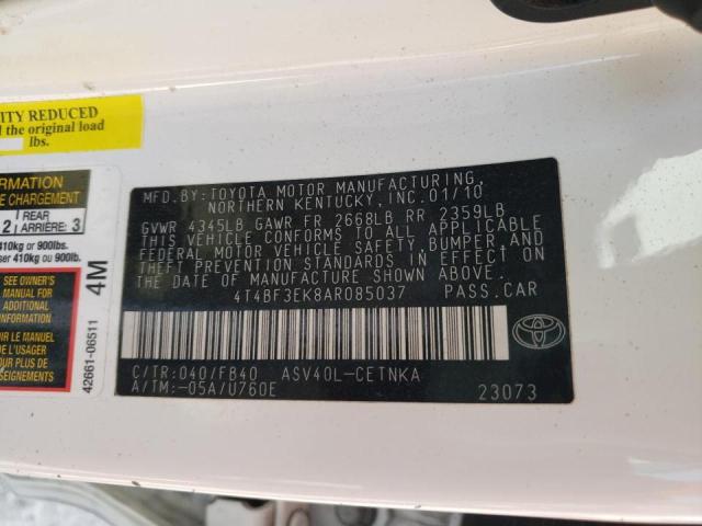 Photo 10 from auction – 2010 TOYOTA CAMRY BASE with VIN 4T4BF3EK8AR085037