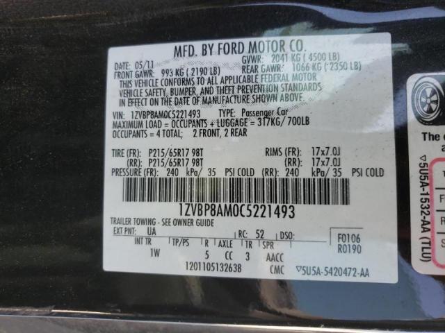Photo 10 from auction – 2012 FORD MUSTANG with VIN 1ZVBP8AM0C5221493