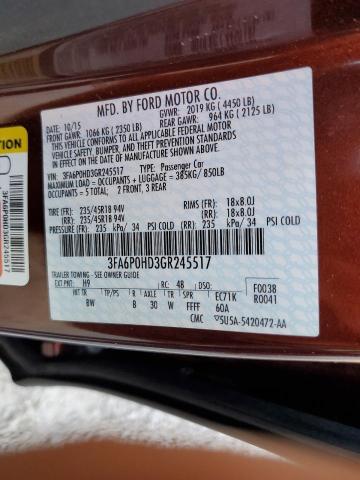 Photo 10 from auction – 2016 FORD FUSION SE with VIN 3FA6P0HD3GR245517