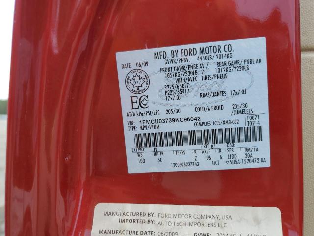Photo 10 from auction – 2009 FORD ESCAPE XLT with VIN 1FMCU03739KC96042