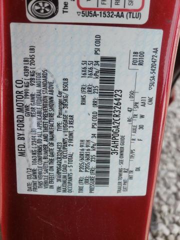 Photo 10 from auction – 2012 FORD FUSION S with VIN 3FAHP0GA2CR326423