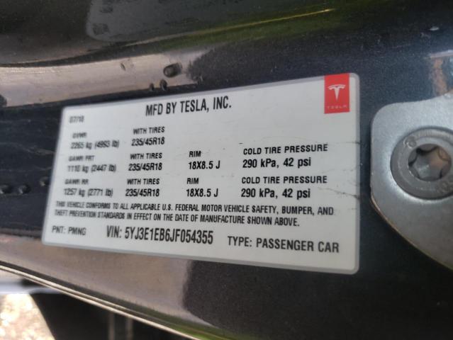 Photo 10 from auction – 2018 TESLA MODEL 3 with VIN 5YJ3E1EB6JF054355