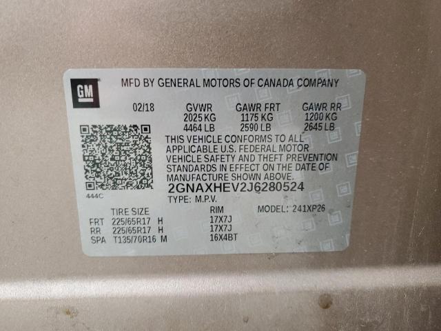 Photo 10 from auction – 2018 CHEVROLET EQUINOX LS with VIN 2GNAXHEV2J6280524