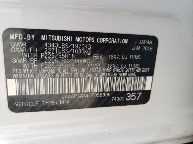 Photo 10 from auction – 2016 MITSUBISHI OUTLANDER with VIN JA4AP3AW4GZ056396