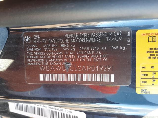 Photo 10 from auction – 2010 BMW 335 I with VIN WBAWB7C52AP049291