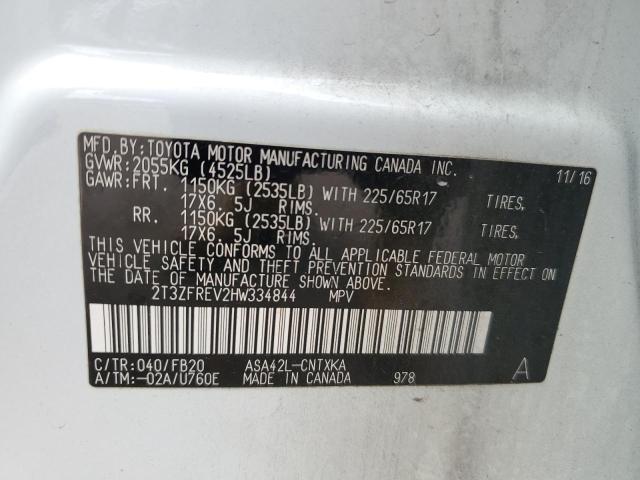 Photo 10 from auction – 2017 TOYOTA RAV4 LE with VIN 2T3ZFREV2HW334844