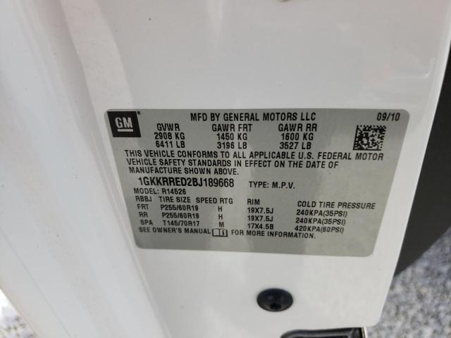 Photo 10 from auction – 2011 GMC ACADIA SLT with VIN 1GKKRRED2BJ189668