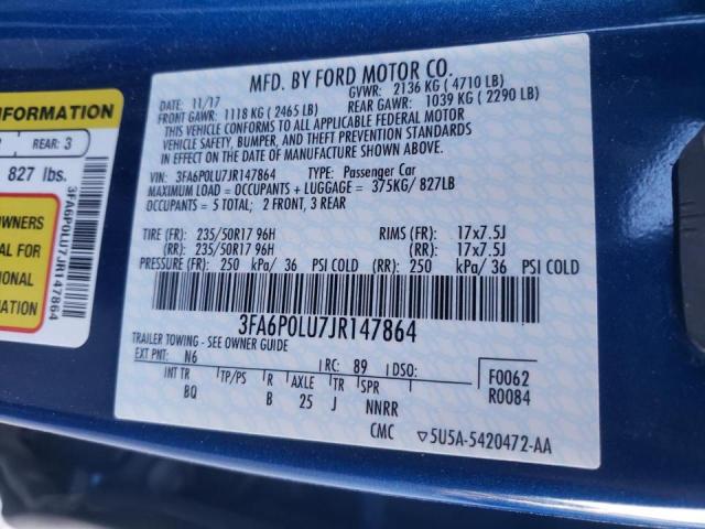 Photo 10 from auction – 2018 FORD FUSION SE with VIN 3FA6P0LU7JR147864