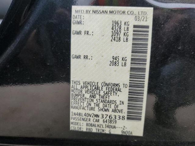 Photo 10 from auction – 2021 NISSAN ALTIMA SV with VIN 1N4BL4DV2MN376338