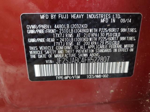 Photo 10 from auction – 2015 SUBARU FORESTER 2 with VIN JF2SJABC4FH522807