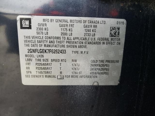 Photo 10 from auction – 2015 CHEVROLET EQUINOX LT with VIN 2GNFLGEK7F6262433