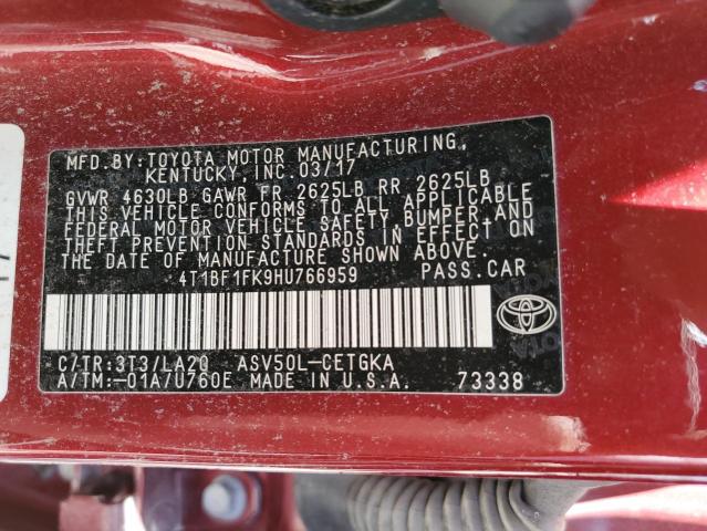 Photo 10 from auction – 2017 TOYOTA CAMRY LE with VIN 4T1BF1FK9HU766959