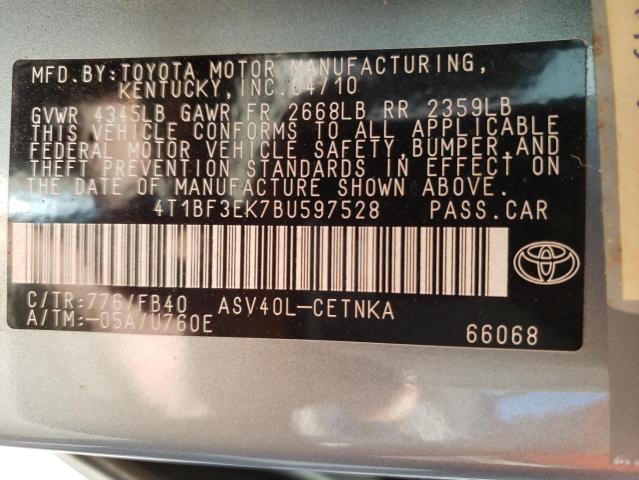 Photo 10 from auction – 2011 TOYOTA CAMRY BASE with VIN 4T1BF3EK7BU597528