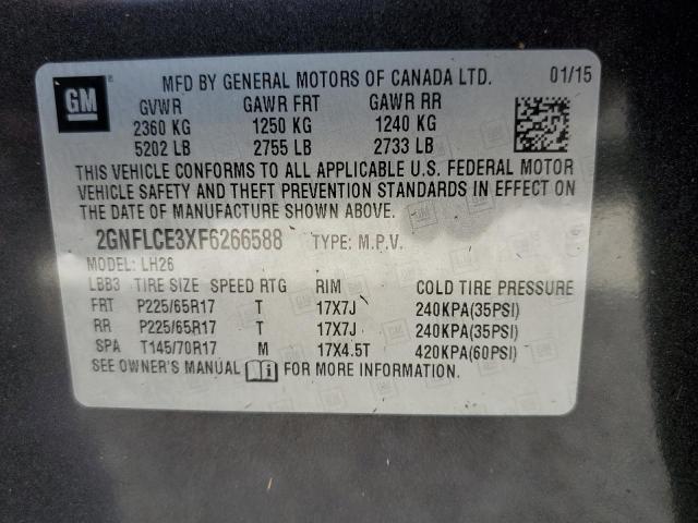 Photo 10 from auction – 2015 CHEVROLET EQUINOX LT with VIN 2GNFLCE3XF6266588