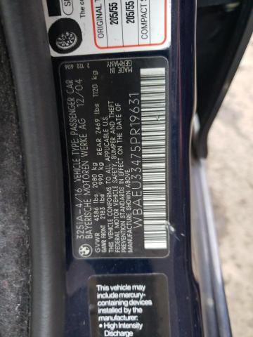 Photo 10 from auction – 2005 BMW 325 XI with VIN WBAEU33475PR19631
