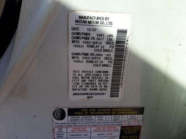 Photo 10 from auction – 2008 INFINITI FX35 with VIN JNRAS08W58X206361