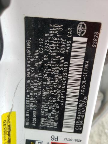 Photo 10 from auction – 2013 TOYOTA CAMRY L with VIN 4T4BF1FK4DR293410