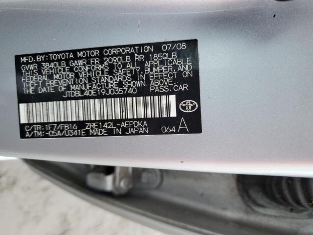 Photo 10 from auction – 2009 TOYOTA COROLLA BA with VIN JTDBL40E19J035740