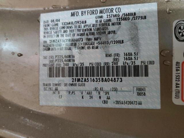 Photo 10 from auction – 2005 FORD FREESTAR S with VIN 2FMZA51635BA04873