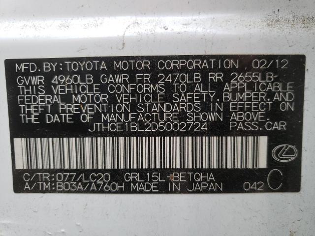 Photo 10 from auction – 2013 LEXUS GS 350 with VIN JTHCE1BL2D5002724