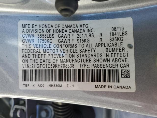 Photo 10 from auction – 2019 HONDA CIVIC SI with VIN 2HGFC1E59KH708338