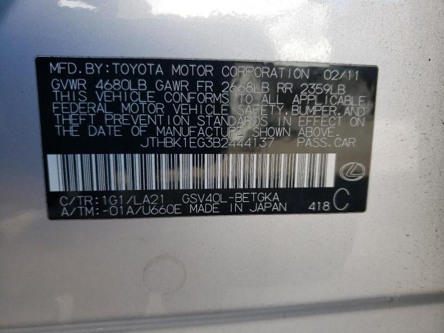 Photo 10 from auction – 2011 LEXUS ES 350 with VIN JTHBK1EG3B2444137