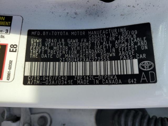 Photo 10 from auction – 2010 TOYOTA COROLLA BA with VIN 2T1BU4EEXAC272555