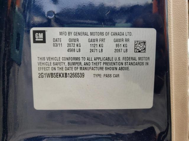 Photo 10 from auction – 2011 CHEVROLET IMPALA LT with VIN 2G1WB5EKXB1266539