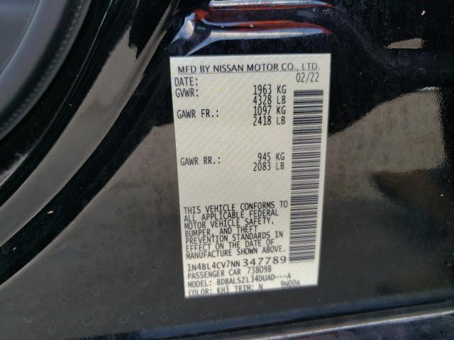Photo 10 from auction – 2022 NISSAN ALTIMA SR with VIN 1N4BL4CV7NN347789