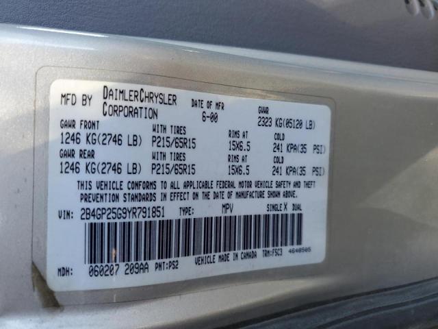 Photo 10 from auction – 2000 DODGE CARAVAN with VIN 2B4GP25G9YR791851