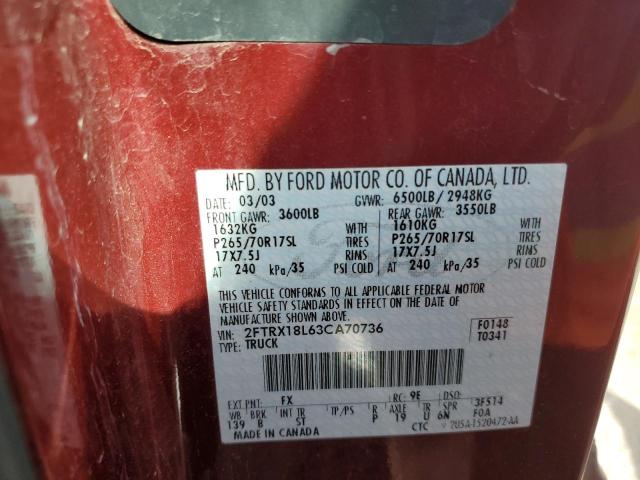 Photo 10 from auction – 2003 FORD F150 with VIN 2FTRX18L63CA70736