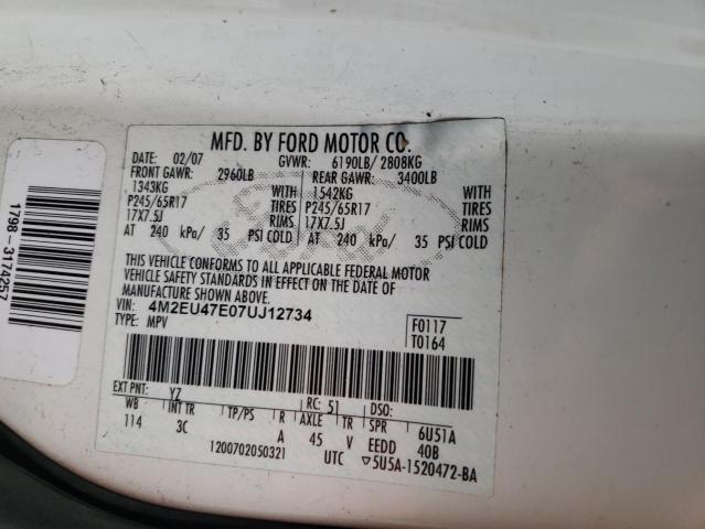 Photo 10 from auction – 2007 MERCURY MOUNTAINEE with VIN 4M2EU47E07UJ12734