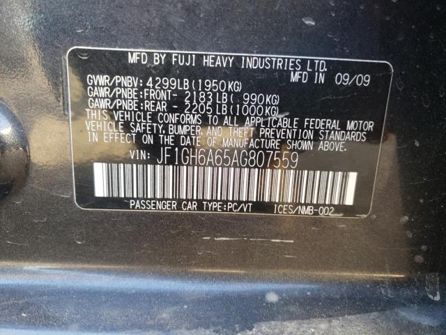 Photo 10 from auction – 2010 SUBARU IMPREZA 2. with VIN JF1GH6A65AG807559