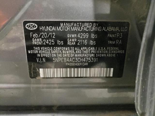 Photo 10 from auction – 2012 HYUNDAI SONATA GLS with VIN 5NPEB4AC3CH475391