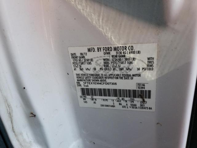 Photo 10 from auction – 2012 FORD F150 SUPER with VIN 1FTEX1EM4CFD07305