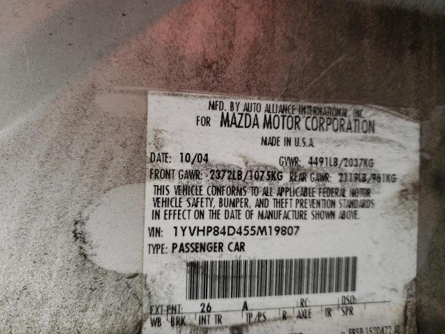 Photo 10 from auction – 2005 MAZDA 6 S with VIN 1YVHP84D455M19807