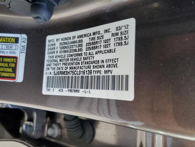 Photo 10 from auction – 2012 HONDA CR-V EXL with VIN 5J6RM3H75CL016139