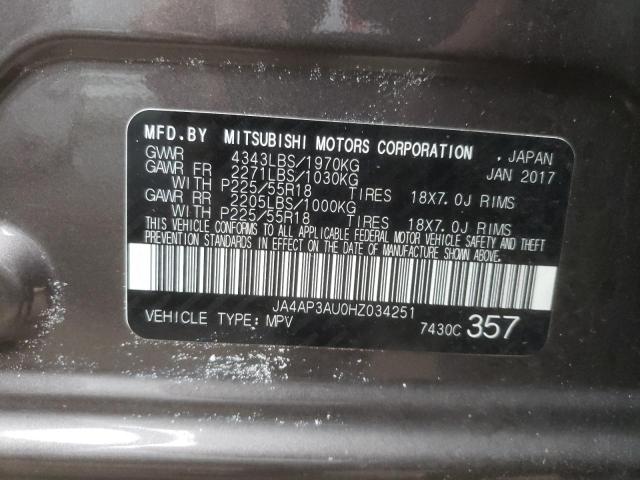 Photo 10 from auction – 2017 MITSUBISHI OUTLANDER with VIN JA4AP3AU0HZ034251