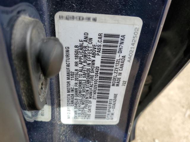 Photo 10 from auction – 2003 TOYOTA COROLLA MA with VIN 2T1KR32E93C106420
