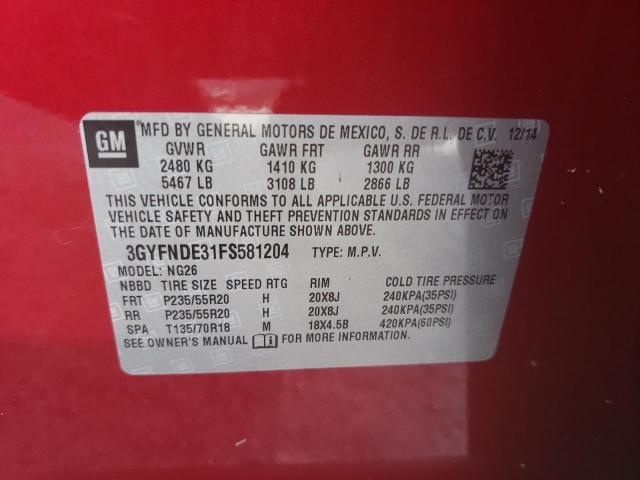 Photo 10 from auction – 2015 CADILLAC SRX PREMIU with VIN 3GYFNDE31FS581204