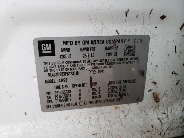 Photo 10 from auction – 2015 BUICK ENCORE PRE with VIN KL4CJDSBXFB123540
