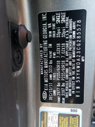 Photo 10 from auction – 2012 KIA SORENTO SX with VIN 5XYKWDA23CG285578