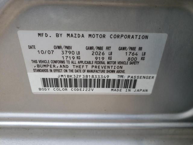 Photo 10 from auction – 2008 MAZDA 3 I with VIN JM1BK32F381833349