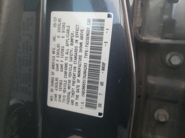 Photo 10 from auction – 2007 HONDA ACCORD EX with VIN 1HGCM66517A084293