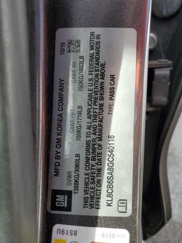 Photo 10 from auction – 2016 CHEVROLET SPARK LS with VIN KL8CB6SA8GC540116