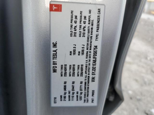 Photo 10 from auction – 2018 TESLA MODEL 3 with VIN 5YJ3E1EA8JF058754