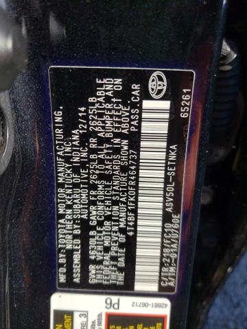 Photo 10 from auction – 2015 TOYOTA CAMRY LE with VIN 4T4BF1FK0FR464737