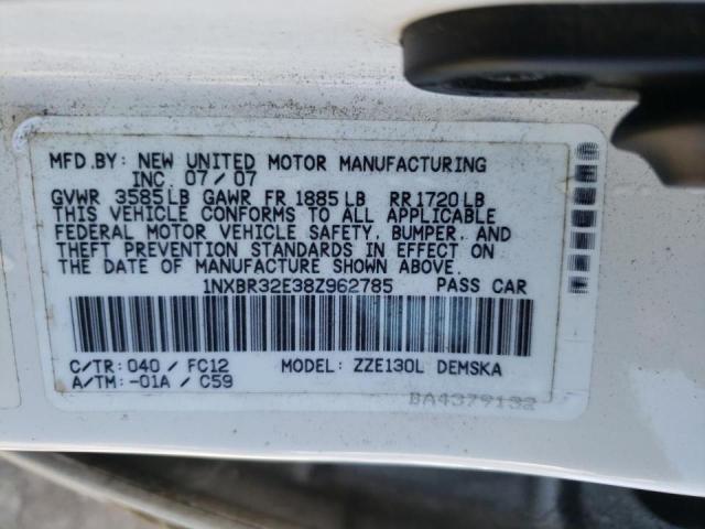 Photo 10 from auction – 2008 TOYOTA COROLLA CE with VIN 1NXBR32E38Z962785