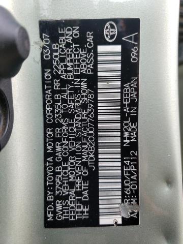 Photo 10 from auction – 2007 TOYOTA PRIUS with VIN JTDKB20U077639787